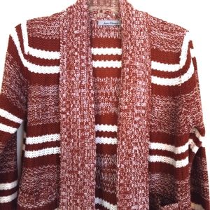 Jason Maxwell open cardigan size petite M striped front pockets